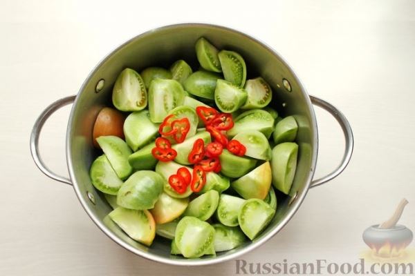 Маринованные зелёные помидоры с болгарским перцем